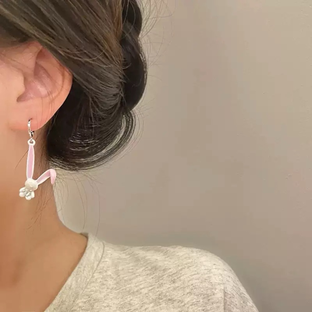 Anthropologie Pink Ribbon Flower Drop Earrings